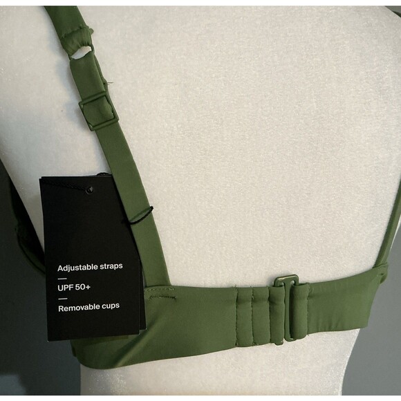 NEW Knix Deep V Plunge Bikini Top Swimsuit  Adjustable Straps Green Size XL+ - Picture 6 of 8